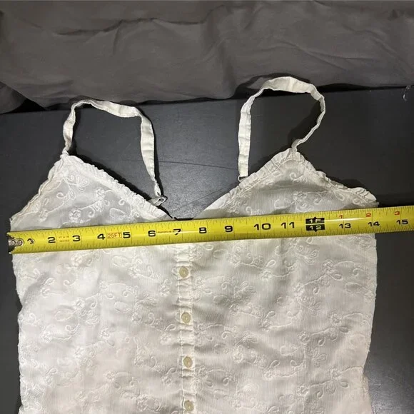 Y2K Hollister Cami Tank Top Size XS Lace Ivory Indie Grunge Layering Button Down - Picture 16 of 16